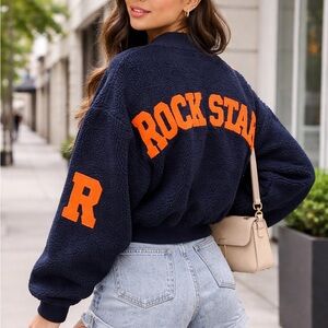 Navy and Orange Women's Jacket